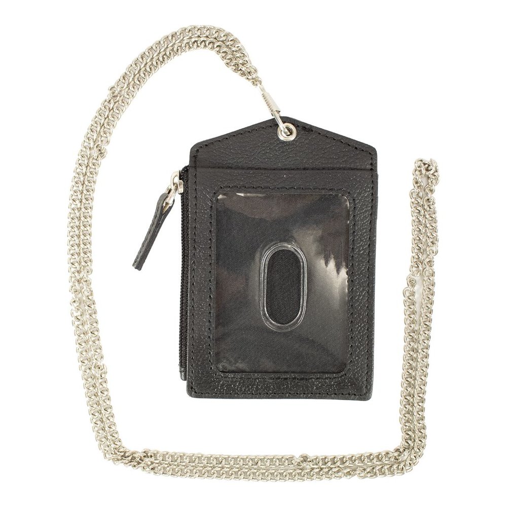 ID lanyard Card Holder in Genuine Leather, Black - Picture 6 of 11